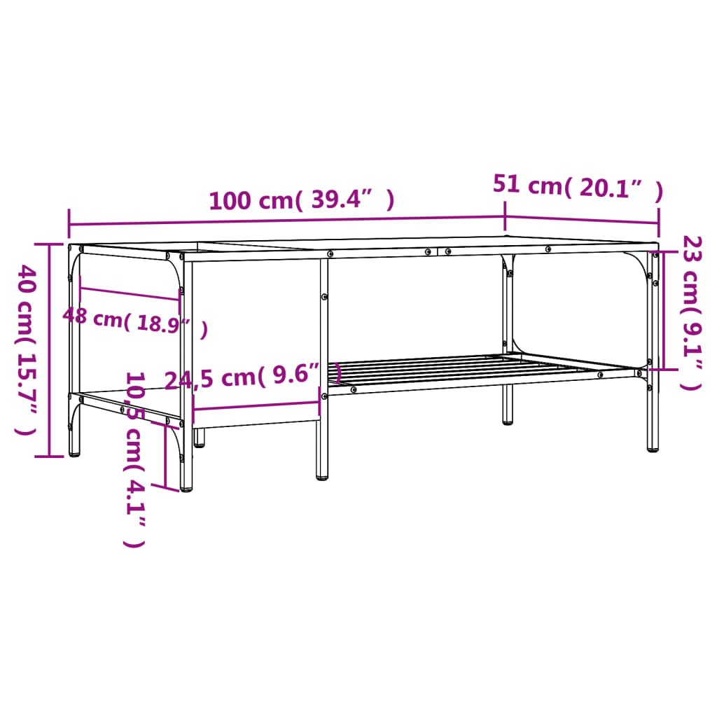 Tavolino Salotto Ripiano Rovere Sonoma 100x51x40cm Multistrato | homemem39