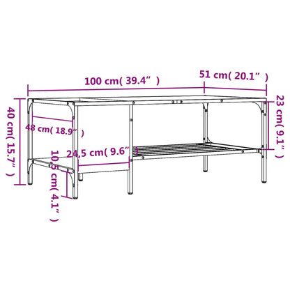 Tavolino Salotto Ripiano Rovere Fumo 100x51x40cm Multistrato | homemem39
