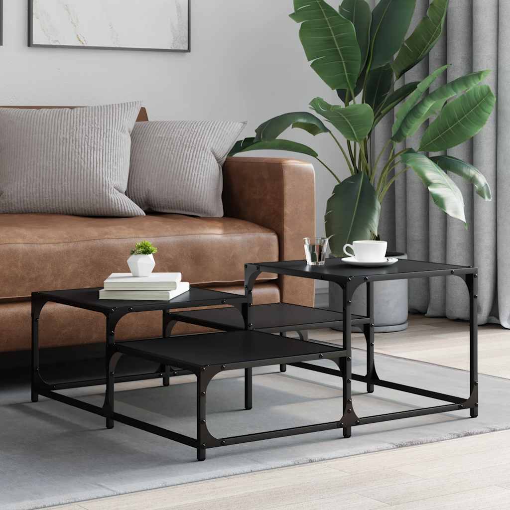 Tavolino da Salotto Nero 87,5x87,5x40 cm in Legno Multistrato | homemem39
