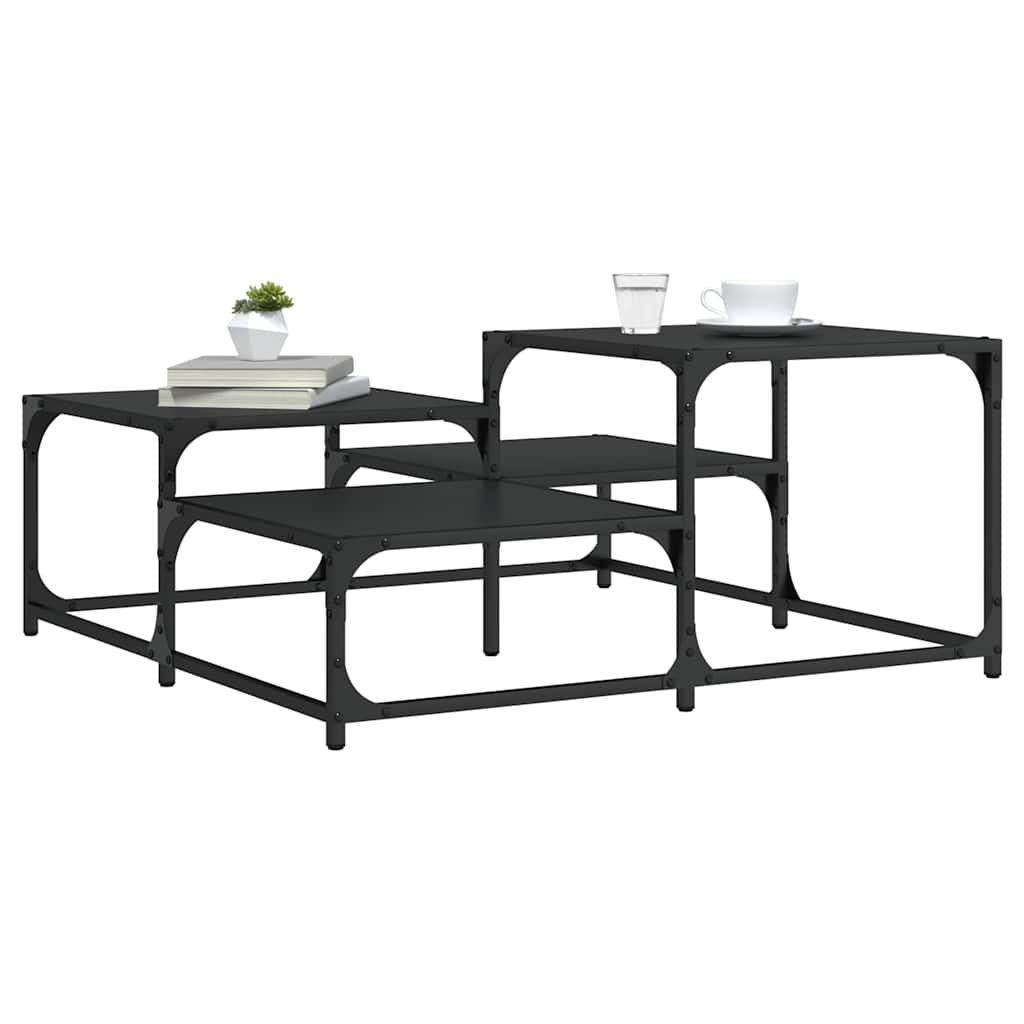 Tavolino da Salotto Nero 87,5x87,5x40 cm in Legno Multistrato | homemem39