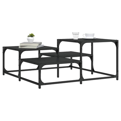 Tavolino da Salotto Nero 87,5x87,5x40 cm in Legno Multistrato | homemem39