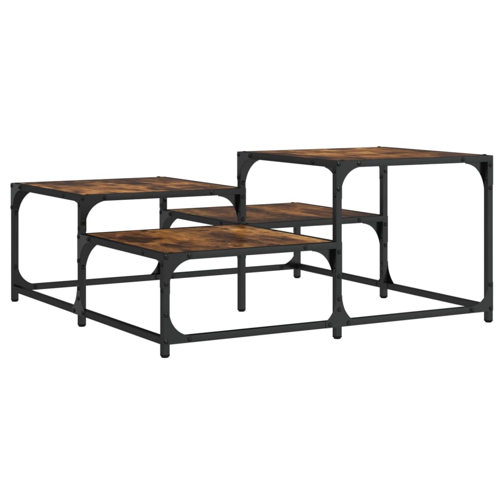 Tavolino Salotto Rovere Fumo 87,5x87,5x40 cm Legno Multistrato | homemem39