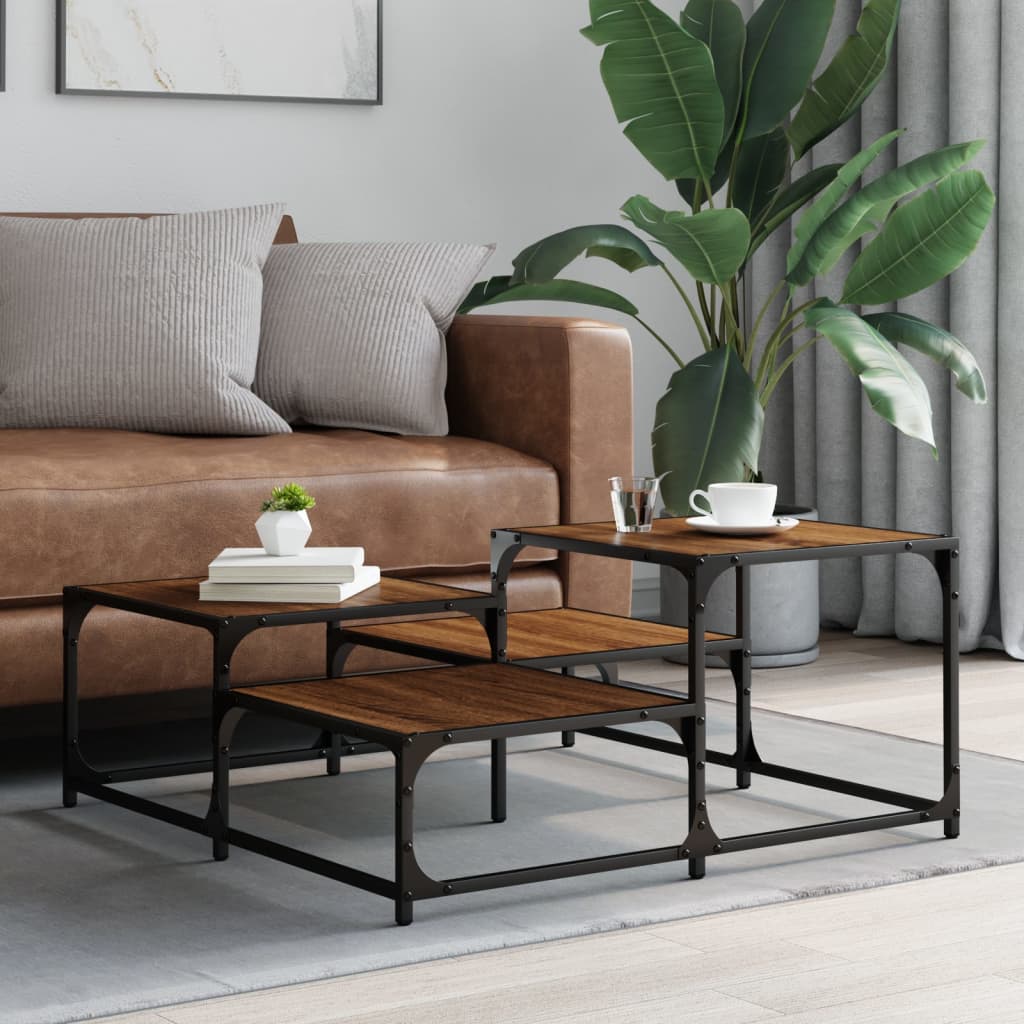 Tavolino Salotto Rovere Marrone 87,5x87,5x40 Legno Multistrato | homemem39
