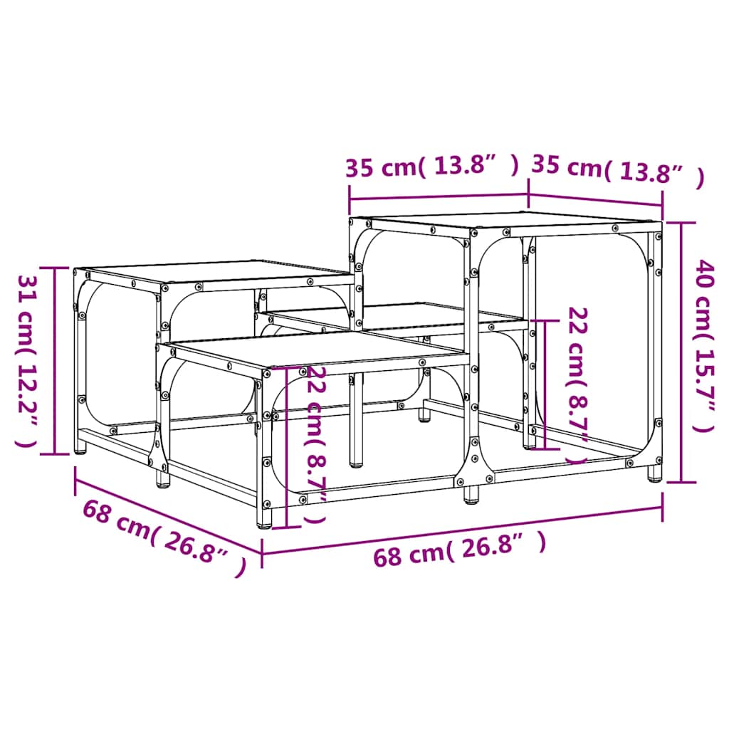 Tavolino da Salotto Nero 68x68x40 cm in Legno Multistrato | homemem39