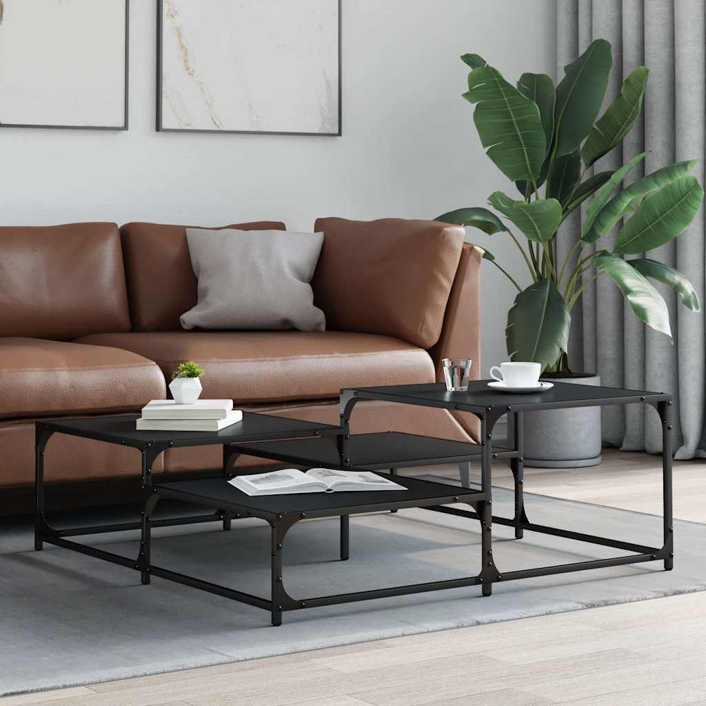 Tavolino da Salotto Nero 107x107x40 cm in Legno Multistrato | homemem39