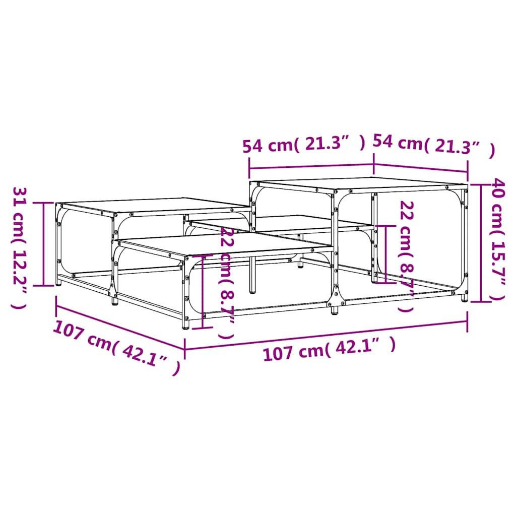 Tavolino da Salotto Nero 107x107x40 cm in Legno Multistrato | homemem39