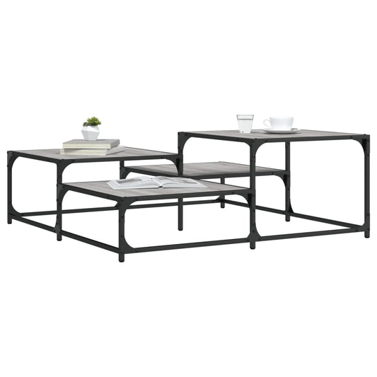 Tavolino Salotto Grigio Sonoma 107x107x40 cm Legno Multistrato | homemem39