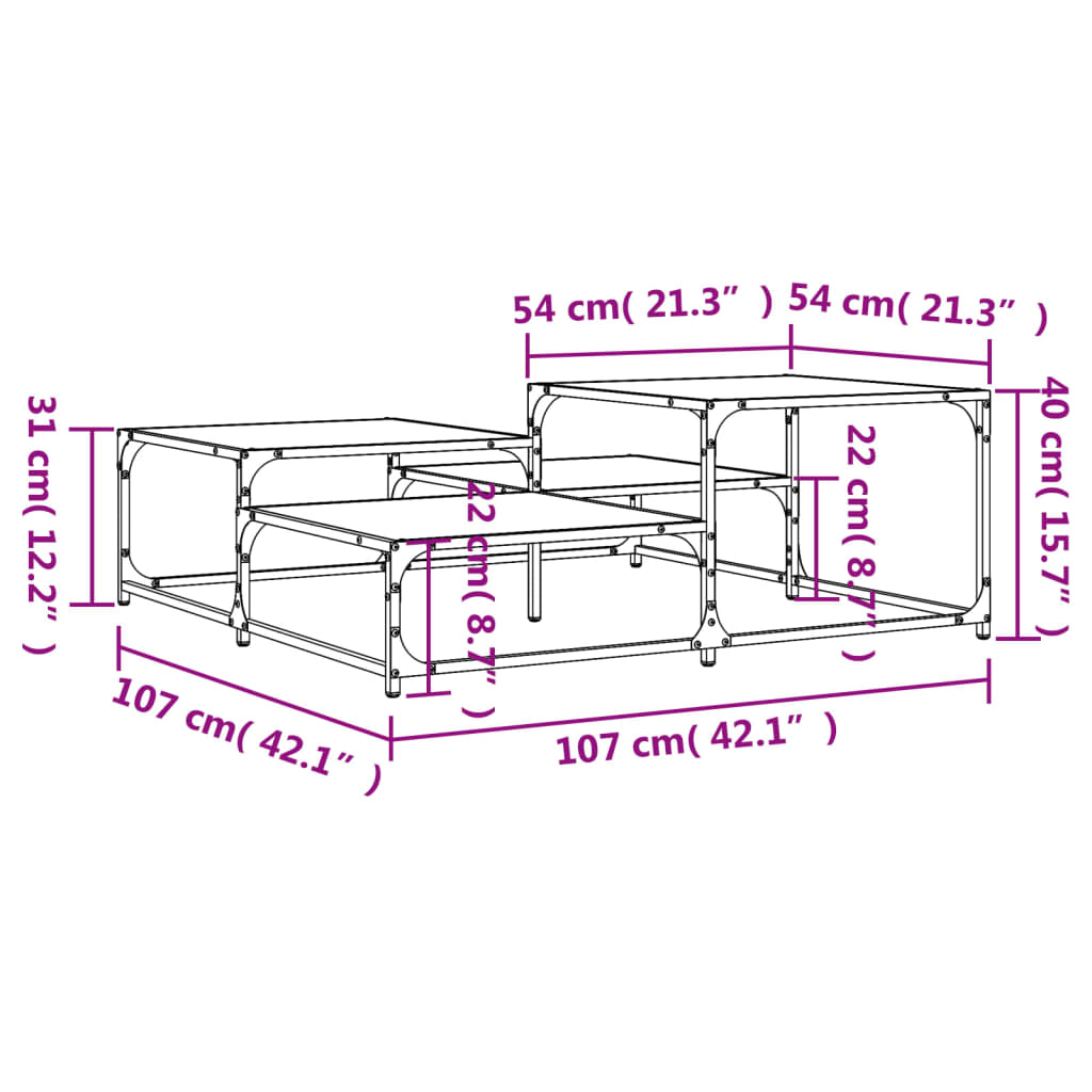 Tavolino Salotto Rovere Marrone 107x107x40 cm Legno Multistrato | homemem39