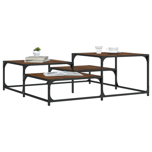 Tavolino Salotto Rovere Marrone 107x107x40 cm Legno Multistrato | homemem39