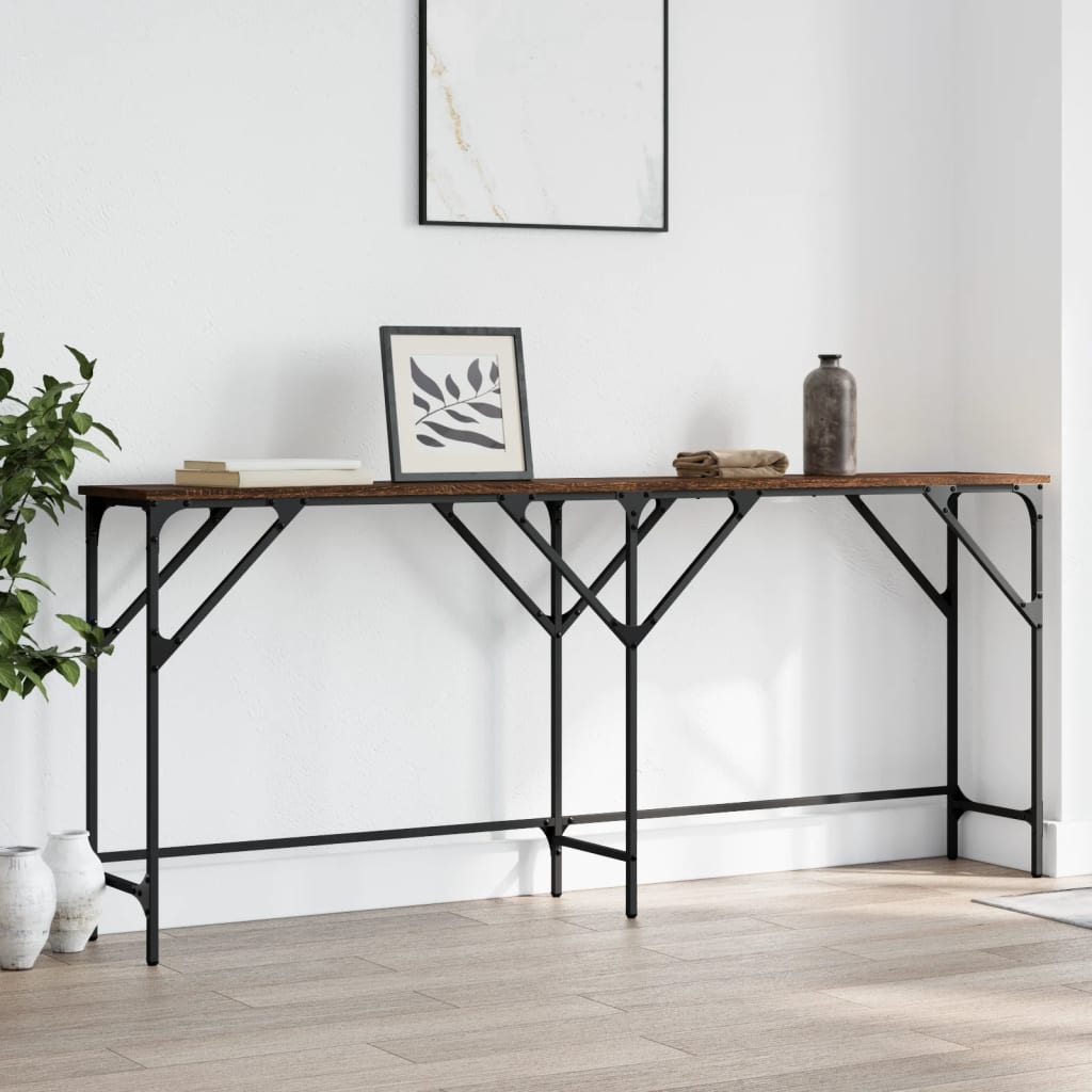 Tavolino Consolle Rovere Marrone 180x29x75 cm Legno Multistrato | homemem39
