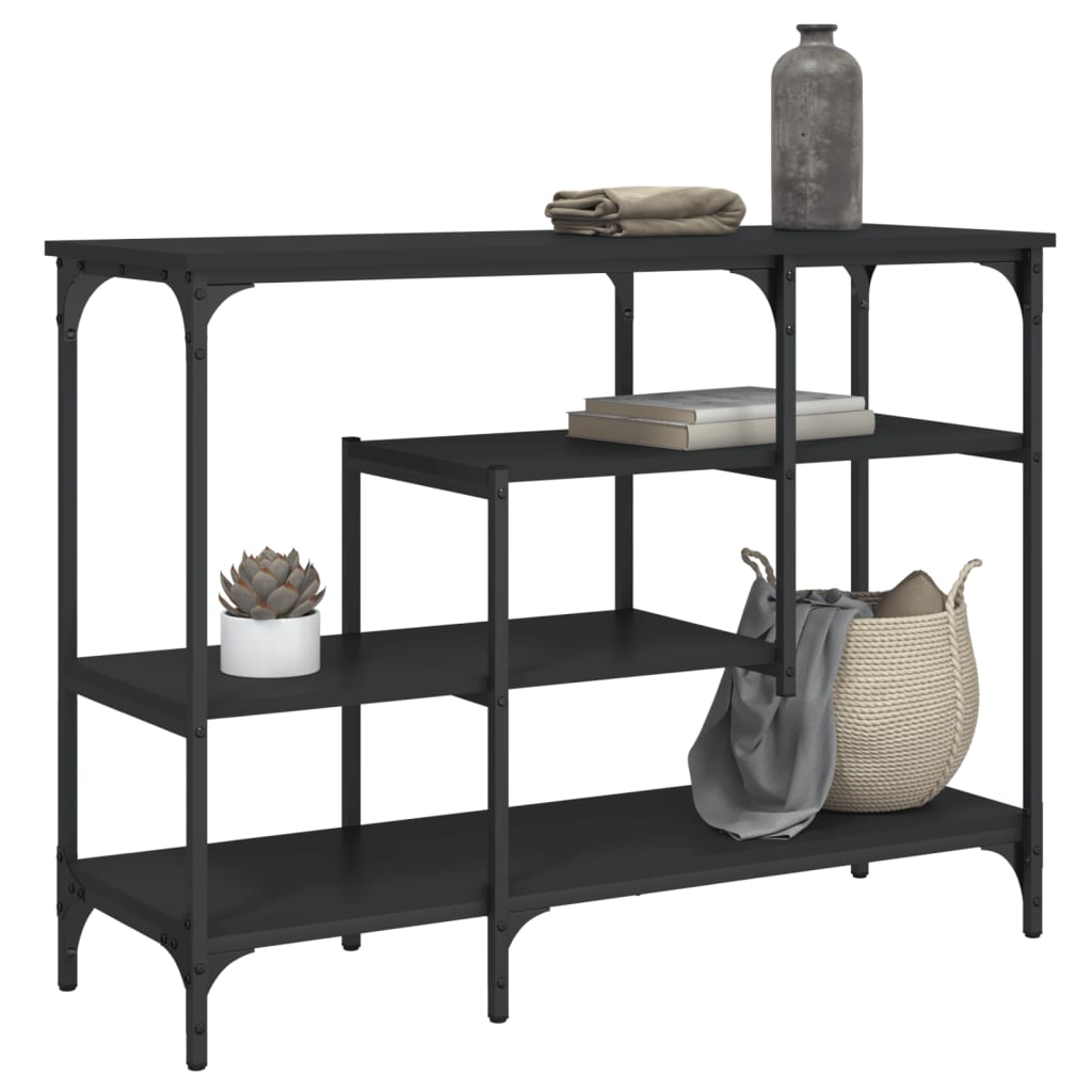 Tavolino Consolle con Ripiani Nero 100x35x75 cm - homemem39