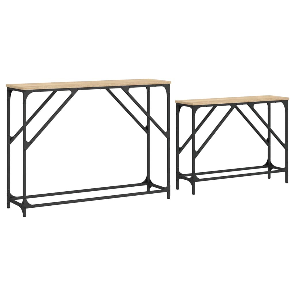 Tavoli Consolle Impilabili 2pz Rovere Sonoma Legno Multistrato - homemem39