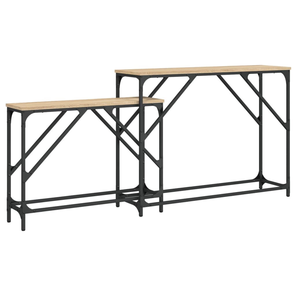 Tavoli Consolle Impilabili 2pz Rovere Sonoma Legno Multistrato - homemem39