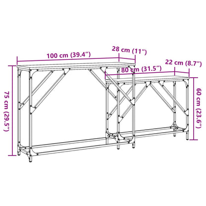 Tavoli Consolle Impilabili 2pz Rovere Fumo Legno Multistrato - homemem39