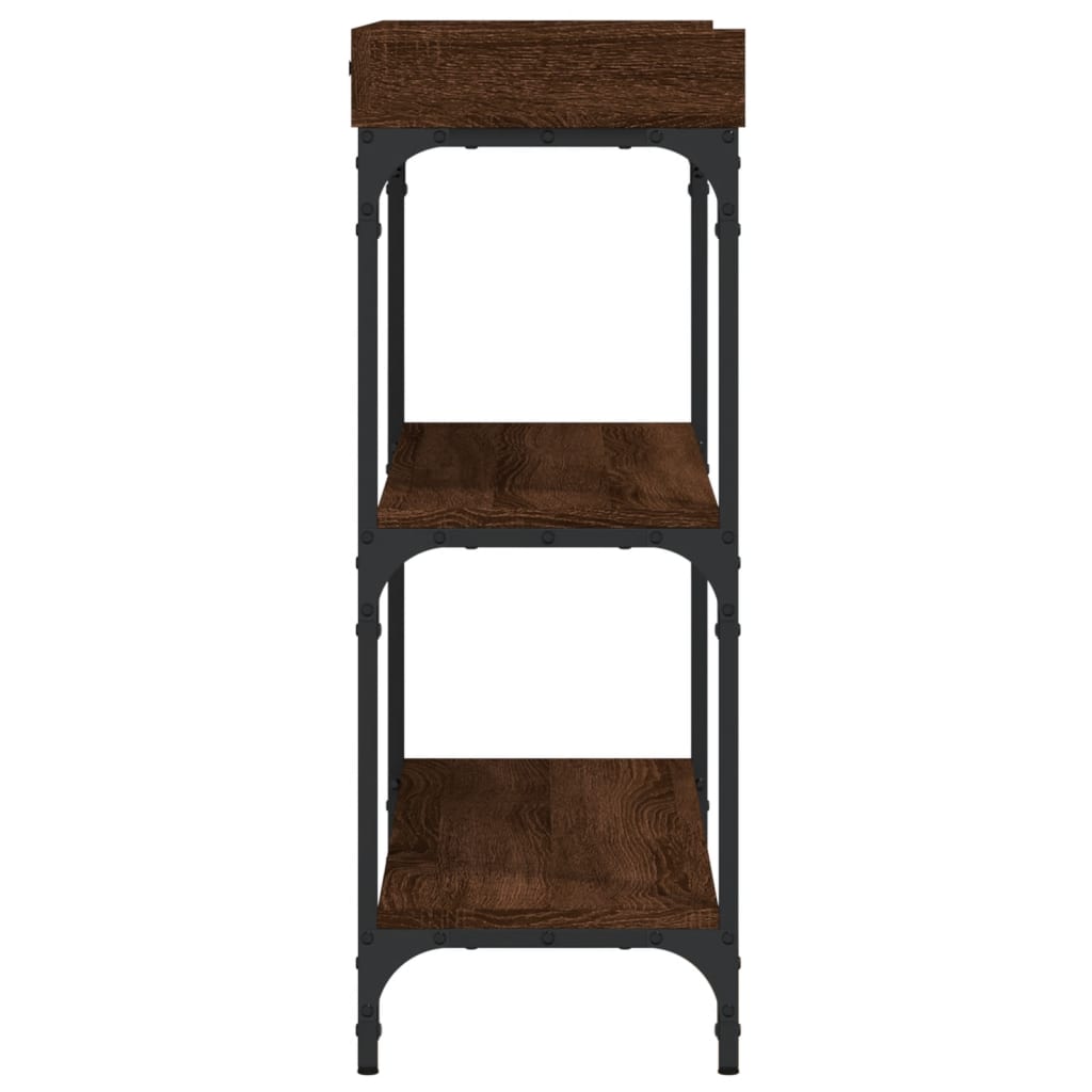 Tavolino Consolle con Ripiani Rovere Marrone 100x30x80 cm | homemem39