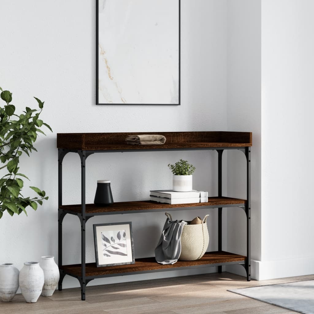 Tavolino Consolle con Ripiani Rovere Marrone 100x30x80 cm | homemem39