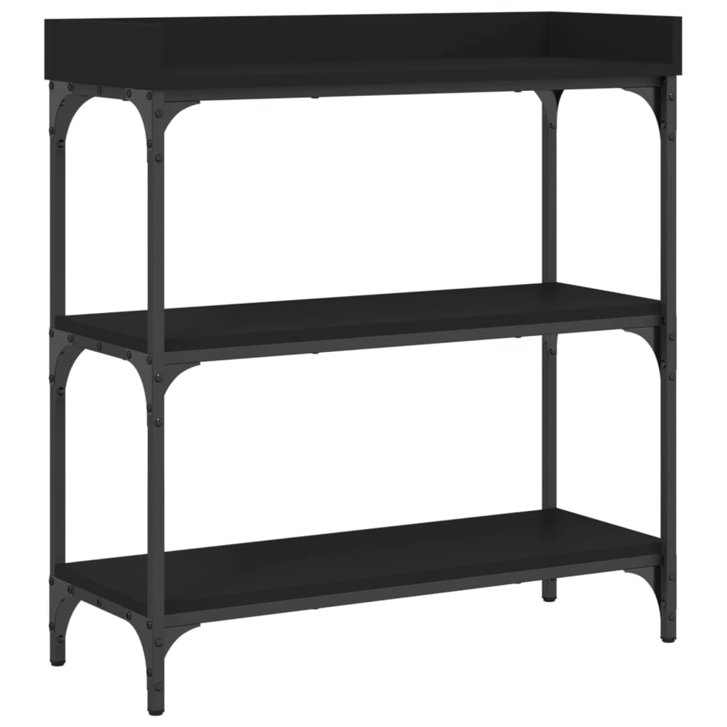 Tavolino Consolle con Ripiani Nero 75x30x80 cm - homemem39