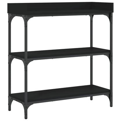 Tavolino Consolle con Ripiani Nero 75x30x80 cm - homemem39