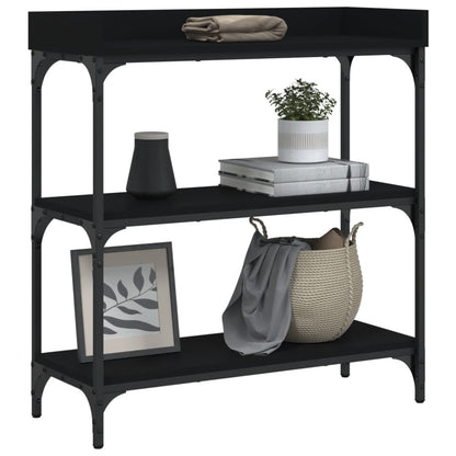 Tavolino Consolle con Ripiani Nero 75x30x80 cm - homemem39