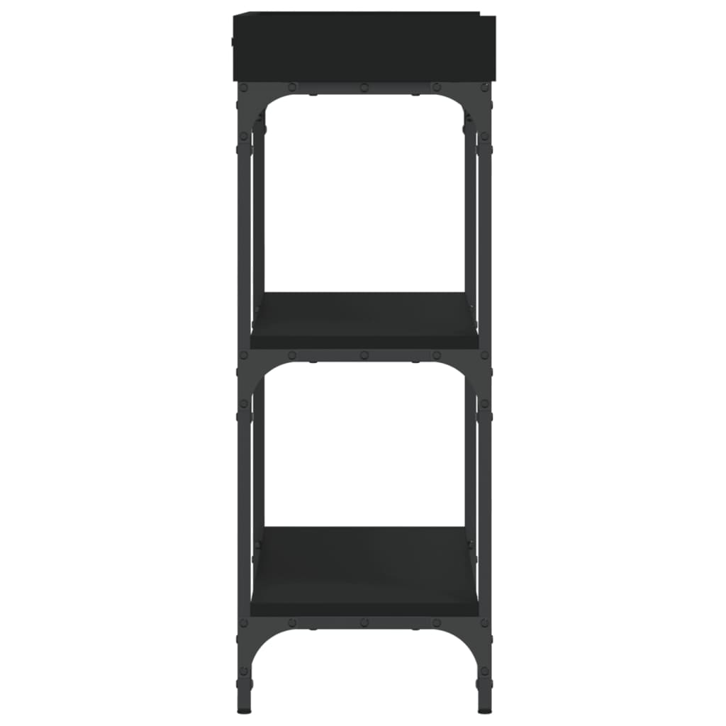 Tavolino Consolle con Ripiani Nero 75x30x80 cm - homemem39