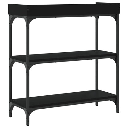Tavolino Consolle con Ripiani Nero 75x30x80 cm - homemem39