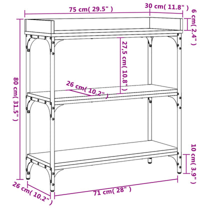 Tavolino Consolle con Ripiani Nero 75x30x80 cm - homemem39