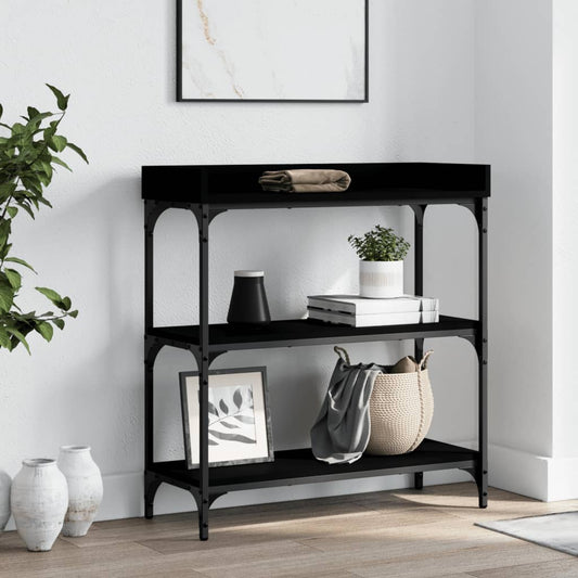 Tavolino Consolle con Ripiani Nero 75x30x80 cm - homemem39