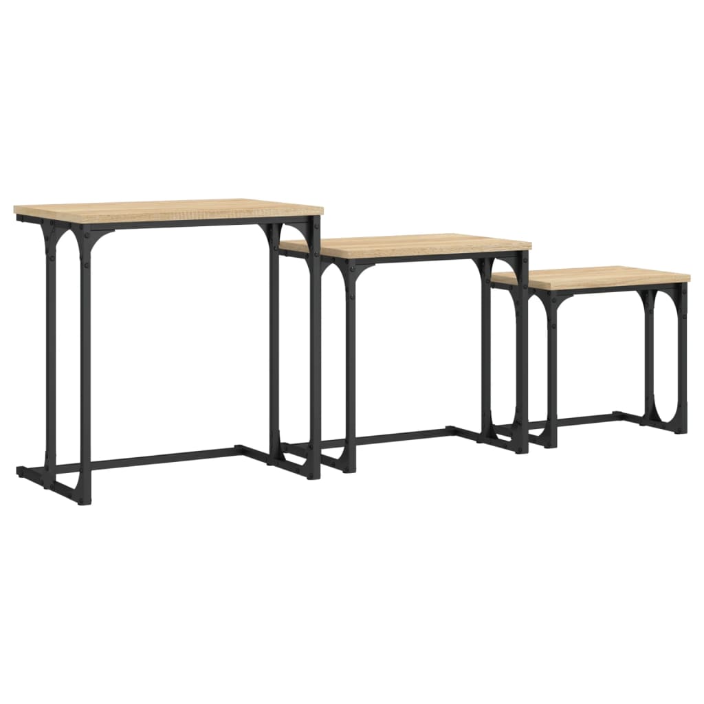 Tavolini Impilabili 3 pz Rovere Sonoma in Legno Multistrato | homemem39