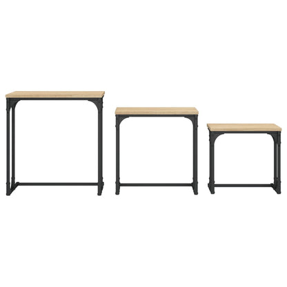 Tavolini Impilabili 3 pz Rovere Sonoma in Legno Multistrato | homemem39