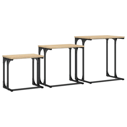 Tavolini Impilabili 3 pz Rovere Sonoma in Legno Multistrato | homemem39