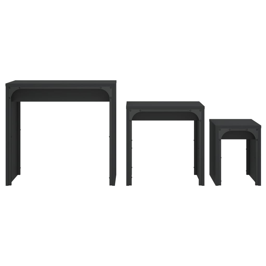 Tavolini Impilabili 3 pz Neri in Legno Multistrato | homemem39
