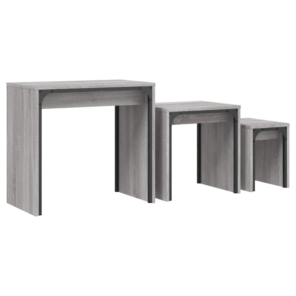 Tavolini Salotto Impilabili 3pz Grigio Sonoma Legno Multistrato | homemem39