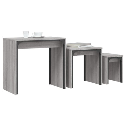 Tavolini Salotto Impilabili 3pz Grigio Sonoma Legno Multistrato | homemem39
