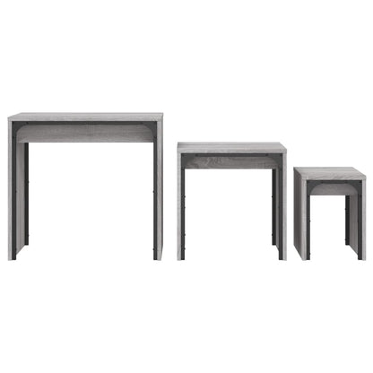 Tavolini Salotto Impilabili 3pz Grigio Sonoma Legno Multistrato | homemem39