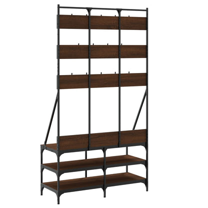 Appendiabiti con Porta Scarpe Rovere Marrone 100x40x184 cm - homemem39