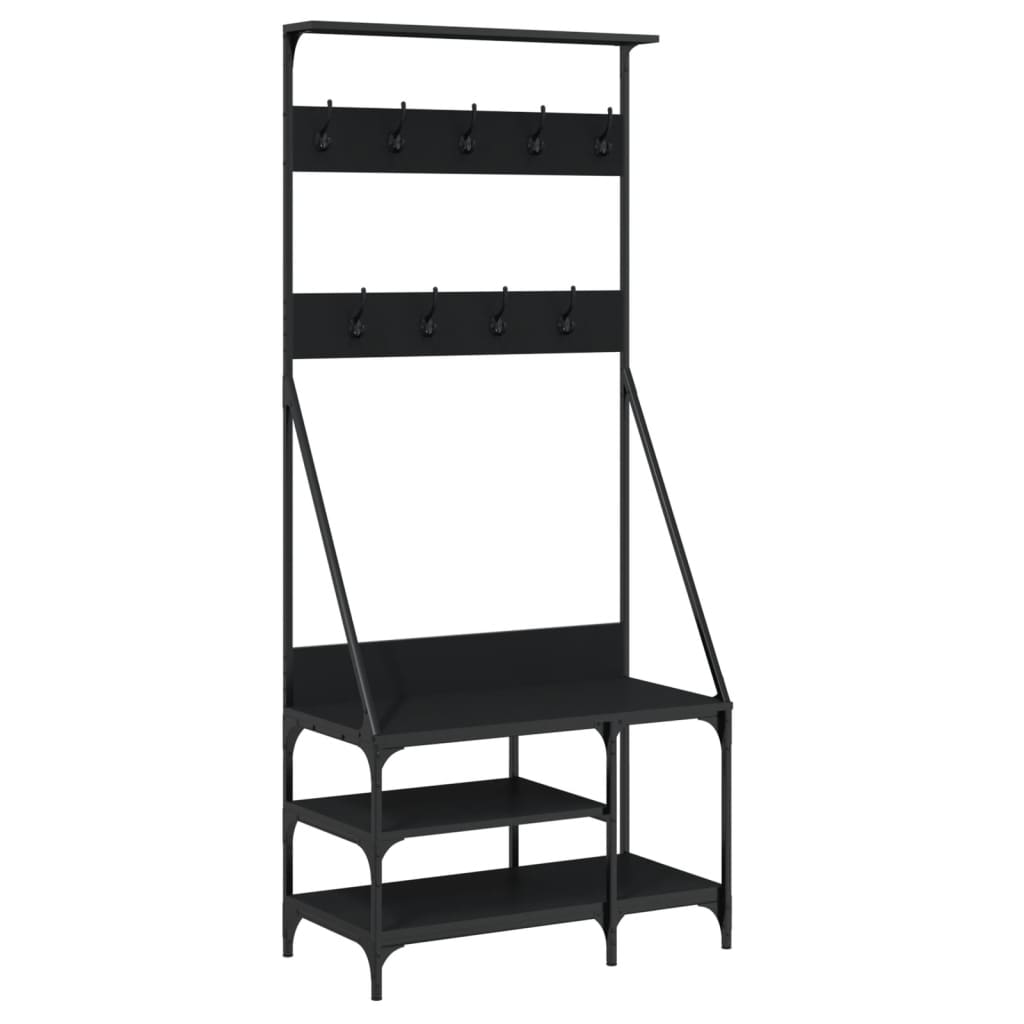 Appendiabiti con Porta Scarpe Nero 80x40x184 cm - homemem39