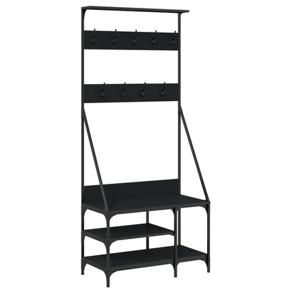 Appendiabiti con Porta Scarpe Nero 80x40x184 cm - homemem39