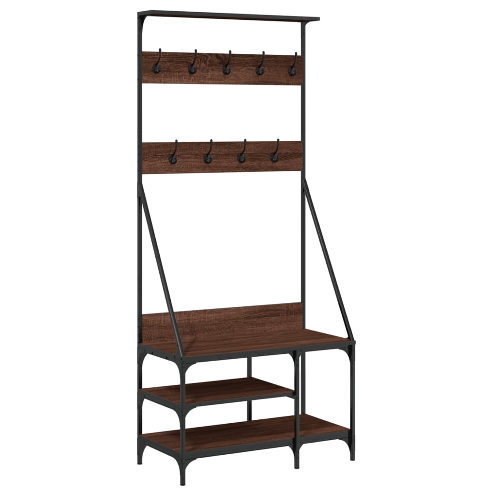 Appendiabiti con Porta Scarpe Rovere Marrone 80x40x184 cm - homemem39
