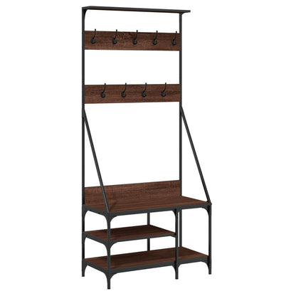 Appendiabiti con Porta Scarpe Rovere Marrone 80x40x184 cm - homemem39