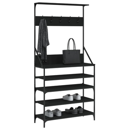 Appendiabiti con Porta Scarpe Nero 90x34x184 cm - homemem39