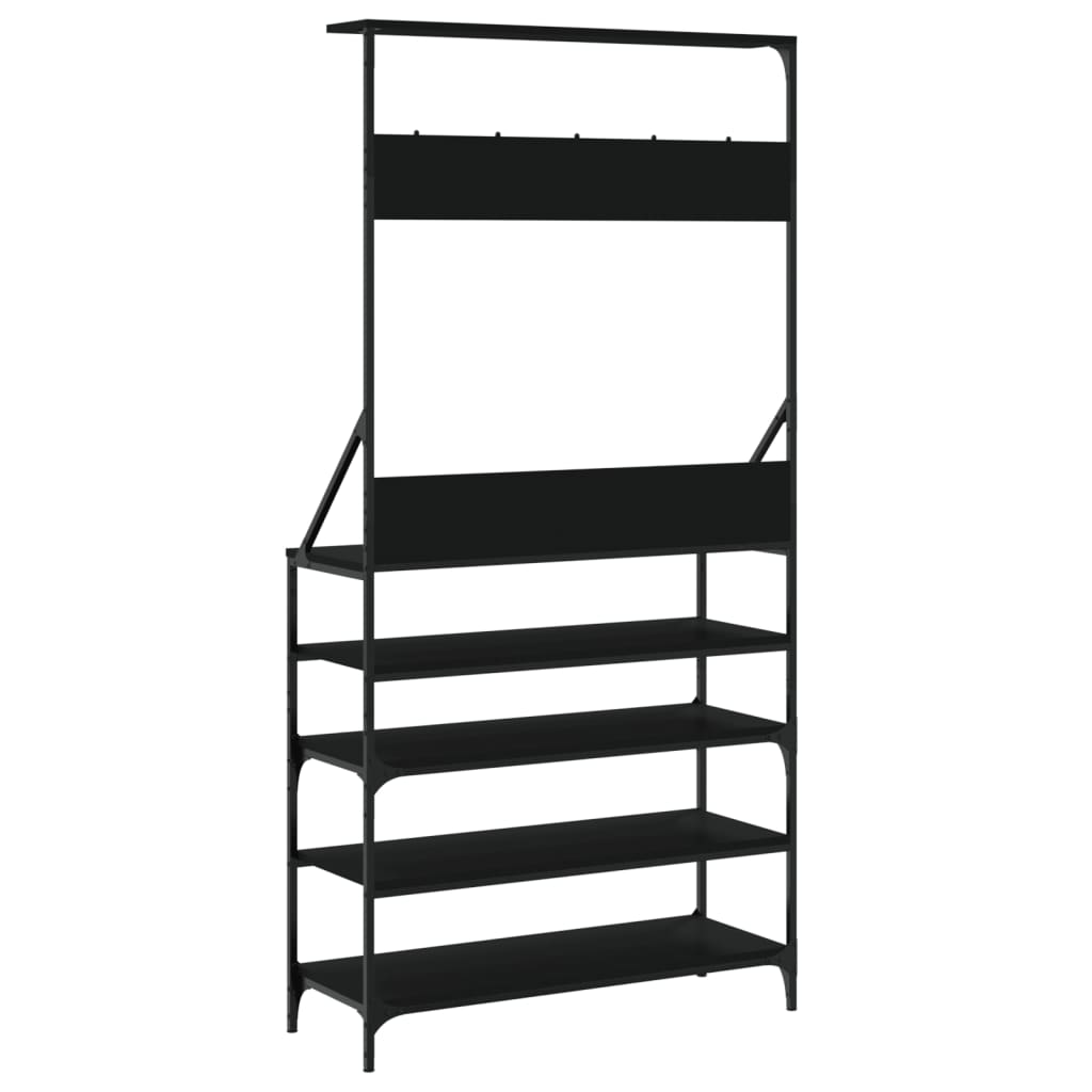 Appendiabiti con Porta Scarpe Nero 90x34x184 cm - homemem39
