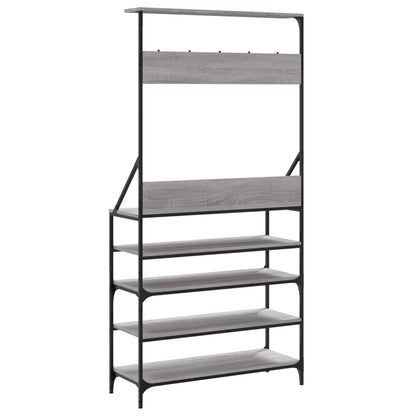 Appendiabiti con Porta Scarpe Grigio Sonoma 90x34x184 cm - homemem39