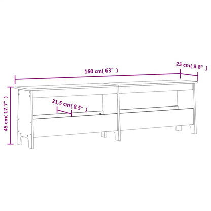 Panca da ingresso 160x28x45 cm in legno massello di pino | homemem39