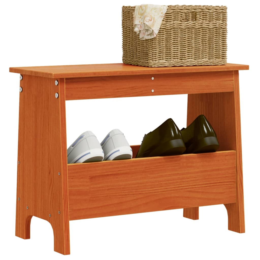 Panca da Ingresso Marrone Cera 60x28x45 cm Legno Massello Pino - homemem39