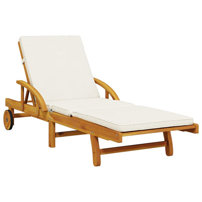 Lettino Prendisole con Cuscino e Tavolino Legno Massello Acacia - homemem39