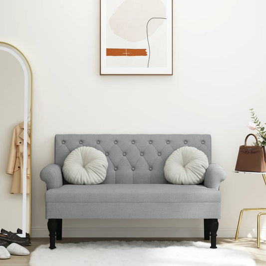 Panca con Schienale Grigio Chiaro 120x62x75,5 cm in Tessuto - homemem39