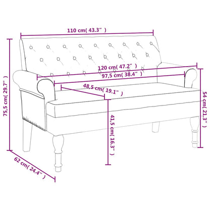 Panca con Schienale Grigio Scuro 120x62x75,5 cm in Tessuto - homemem39