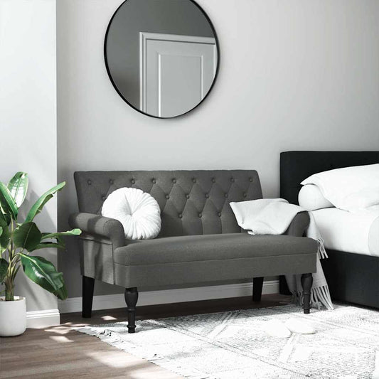 Panca con Schienale Grigio Scuro 120x62x75,5 cm in Tessuto - homemem39