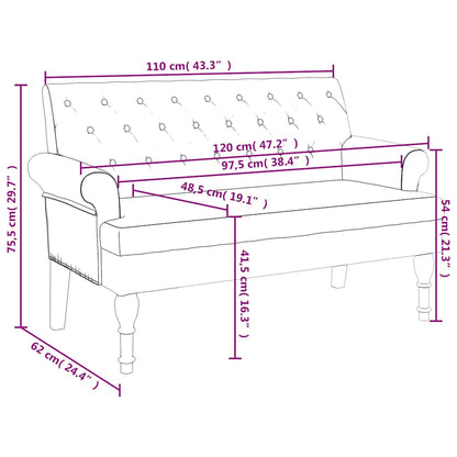Panca con Schienale Nera 120x62x75,5 cm in Tessuto - homemem39