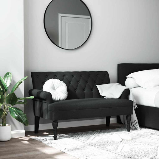 Panca con Schienale Nera 120x62x75,5 cm in Tessuto - homemem39